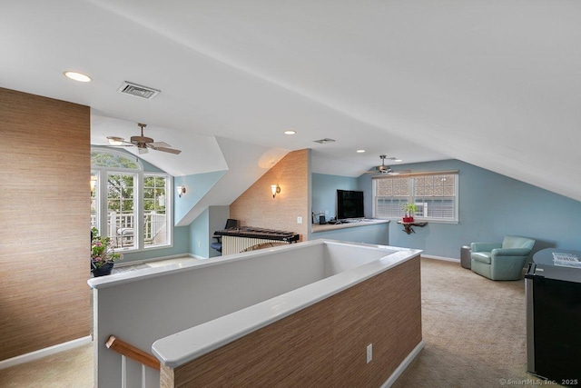 6 Tonetta Cir, Norwalk, CT 06855 - hallway with light colored carpet, lofted ceiling, and recessed lighting