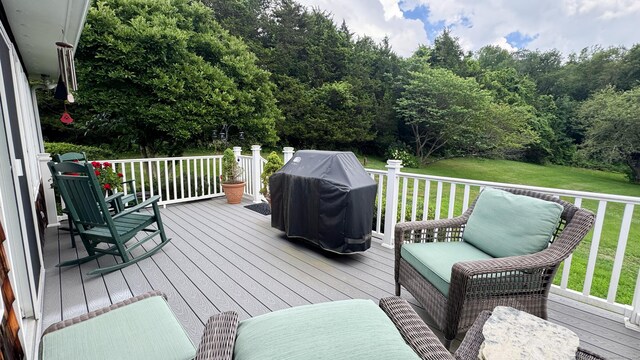 70 River Rd, Preston, CT 06365 - deck featuring area for grilling and a lawn