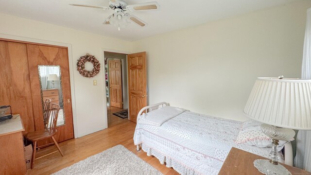 70 River Rd, Preston, CT 06365 - bedroom with light wood-style floors and a ceiling fan