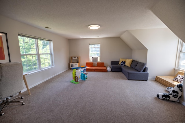 14 Greenview Ter, Middletown, CT 06457 - rec room featuring carpet, cooling unit, and a textured ceiling