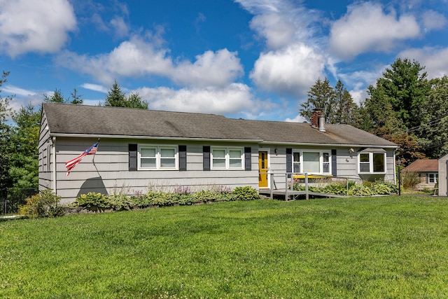 21 Brentwood Rd, New Milford, CT 06776 - ranch-style home with a chimney and a front yard