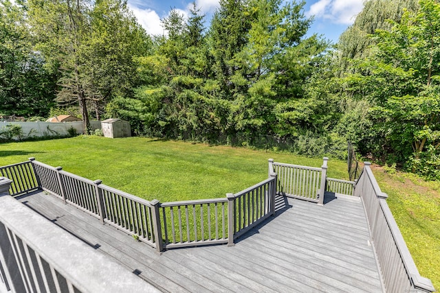21 Brentwood Rd, New Milford, CT 06776 - wooden deck with a storage shed, a fenced backyard, and view of scattered trees