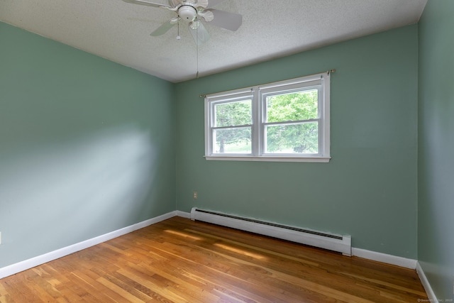 21 Brentwood Rd, New Milford, CT 06776 - unfurnished room with a baseboard heating unit, wood finished floors, a textured ceiling, and ceiling fan