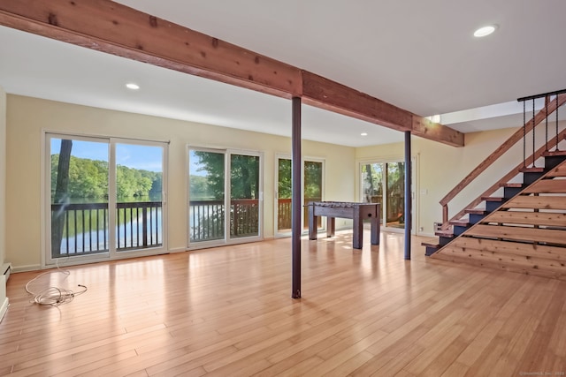 12 Sage Rd, Danbury, CT 06810 - basement featuring recessed lighting, stairway, and light wood-type flooring