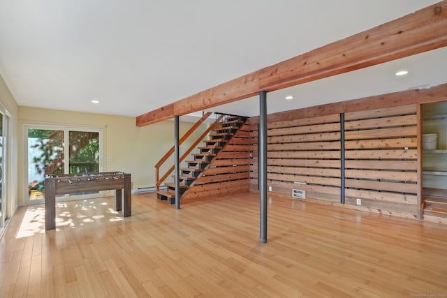 12 Sage Rd, Danbury, CT 06810 - unfurnished living room with wood finished floors, stairway, and recessed lighting