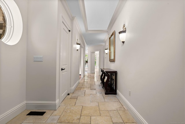 274 Sharon Tpke, Goshen, CT 06756 - hall with stone tile flooring and ornamental molding