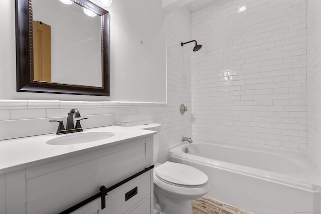 274 Sharon Tpke, Goshen, CT 06756 - bathroom featuring tile walls, vanity, and bathing tub / shower combination