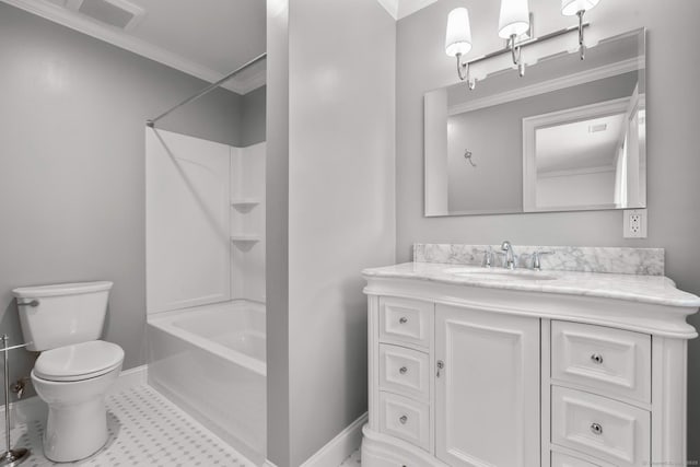 274 Sharon Tpke, Goshen, CT 06756 - bathroom featuring crown molding, vanity, and  shower combination