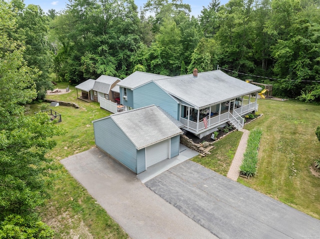 845 Five Mile River Rd, Putnam, CT 06260 - aerial view of property and surrounding area with a heavily wooded area