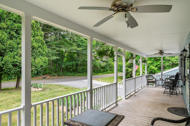 845 Five Mile River Rd, Putnam, CT 06260 - porch featuring ceiling fan and a lawn