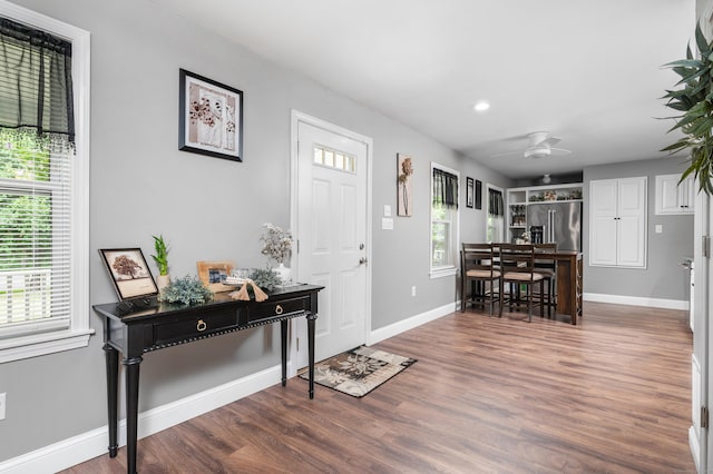 845 Five Mile River Rd, Putnam, CT 06260 - foyer with wood finished floors, recessed lighting, and ceiling fan