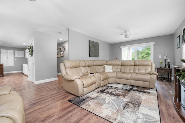845 Five Mile River Rd, Putnam, CT 06260 - living room with ceiling fan, wood finished floors, and recessed lighting
