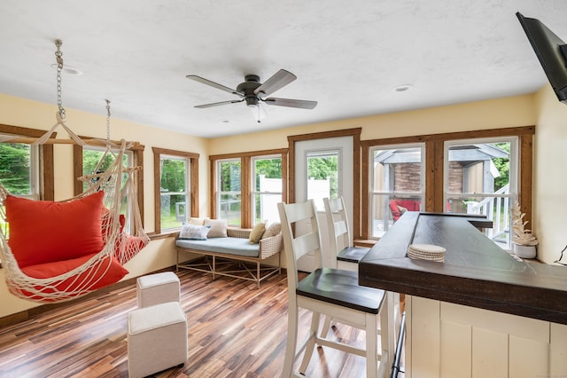 845 Five Mile River Rd, Putnam, CT 06260 - living area featuring wood finished floors, a ceiling fan, and recessed lighting