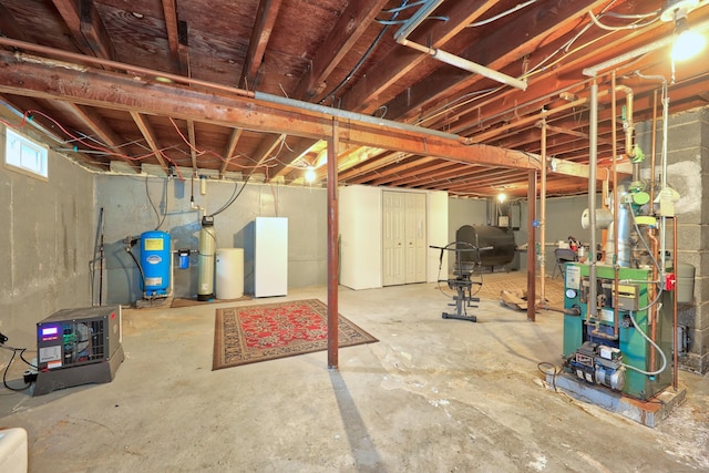 97 Edgewood Ave, Thomaston, CT 06787 - basement with a heating unit, a water pressure tank, oil tank, and a water softener