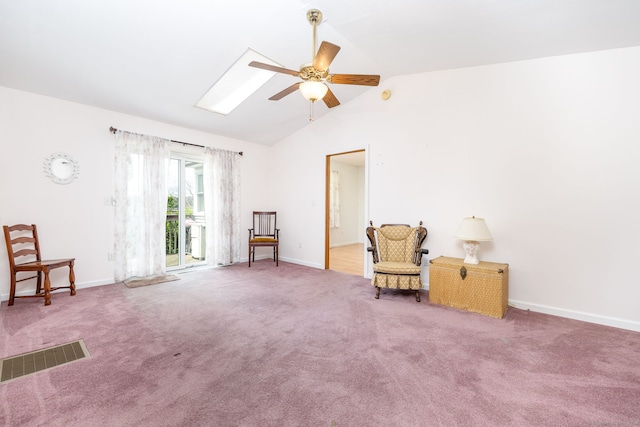 15 Boardman St, Bristol, CT 06010 - living area with lofted ceiling, a ceiling fan, and carpet flooring