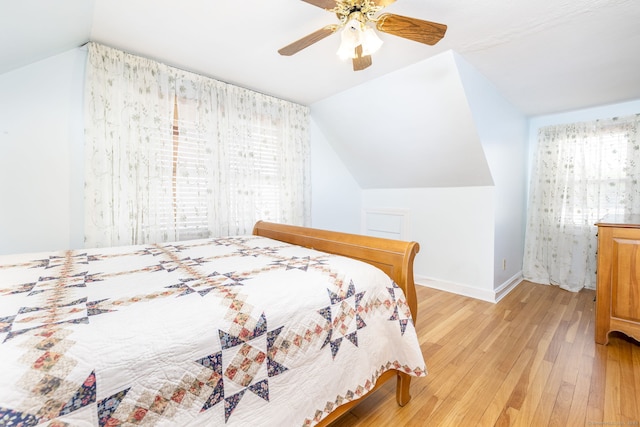 15 Boardman St, Bristol, CT 06010 - bedroom featuring light wood-style flooring, lofted ceiling, and a ceiling fan