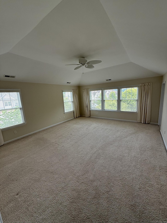 1 Sampson Ter Unit 801, Danbury, CT 06810 - empty room with a ceiling fan, light colored carpet, and vaulted ceiling