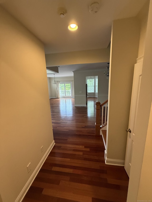 1 Sampson Ter Unit 801, Danbury, CT 06810 - corridor with wood finished floors, recessed lighting, stairs, and a chandelier