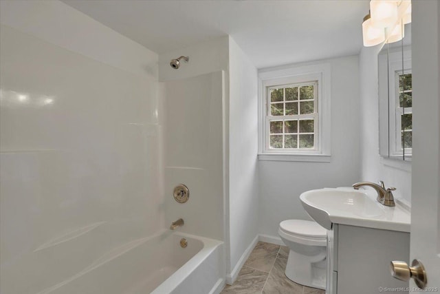 270 Hills St, East Hartford, CT 06118 - full bathroom with vanity, marble look tiles, and tub / shower combination