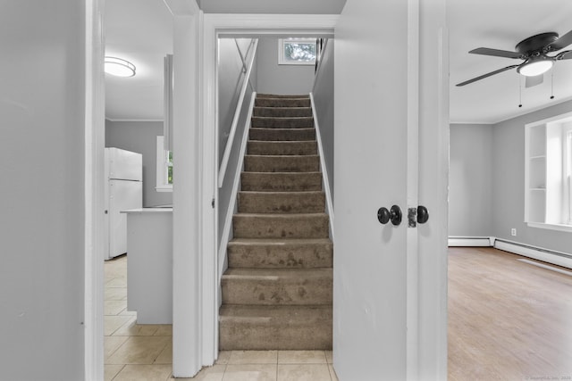 17 Norwood Rd, New Haven, CT 06513 - stairs featuring ceiling fan and tile patterned flooring
