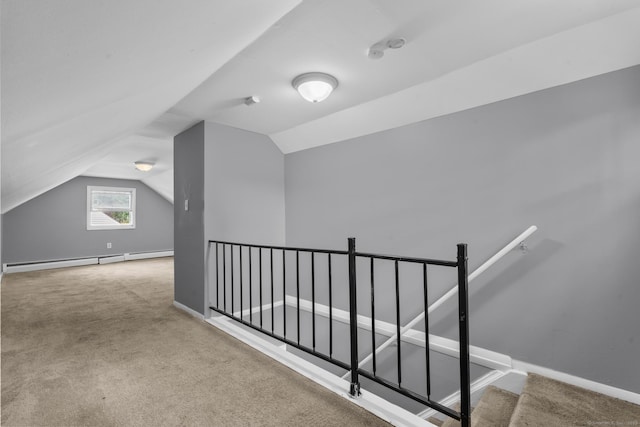 17 Norwood Rd, New Haven, CT 06513 - additional living space with carpet, lofted ceiling, and a baseboard heating unit