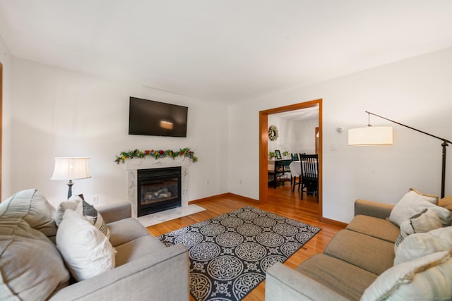 195 Crane Hollow Rd, Bethlehem, CT 06751 - living room featuring wood finished floors and a high end fireplace
