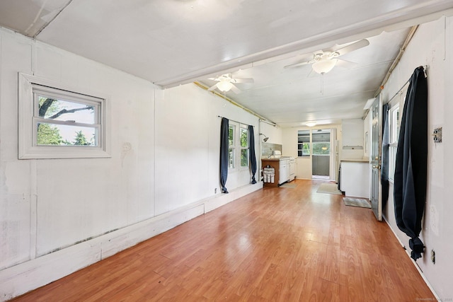 133 W Main St Trlr C6, Clinton, CT 06413 - unfurnished living room featuring light wood-style flooring and a ceiling fan