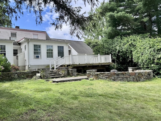 190 Elm St, Windsor Locks, CT 06096 - back of property featuring a deck and a lawn