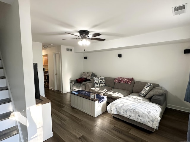63 Coleman St Apt 14, East Haven, CT 06512 - living room with ceiling fan and dark wood finished floors