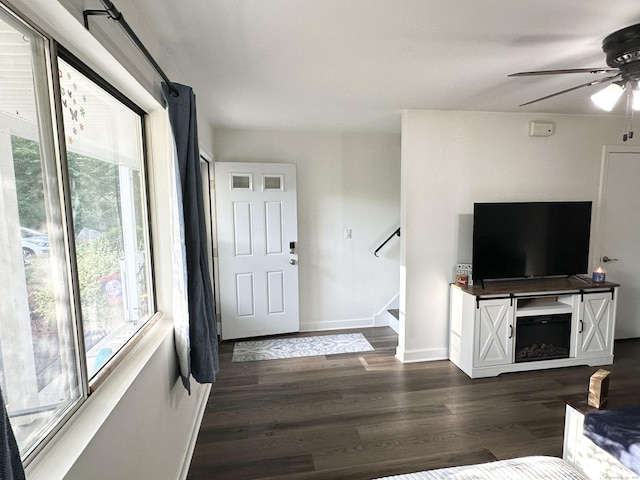 63 Coleman St Apt 14, East Haven, CT 06512 - foyer featuring a ceiling fan, wood finished floors, and stairway
