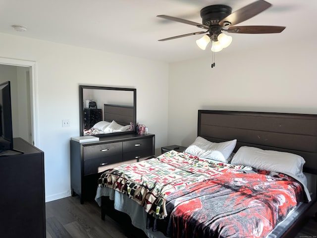 63 Coleman St Apt 14, East Haven, CT 06512 - bedroom with dark wood finished floors and a ceiling fan