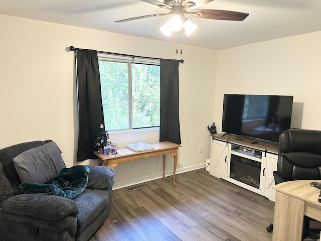 63 Coleman St Apt 14, East Haven, CT 06512 - office with ceiling fan and dark wood-style flooring