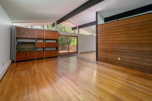 87 Pleasant Dr, Bethany, CT 06524 - unfurnished living room featuring a baseboard radiator and wood-type flooring