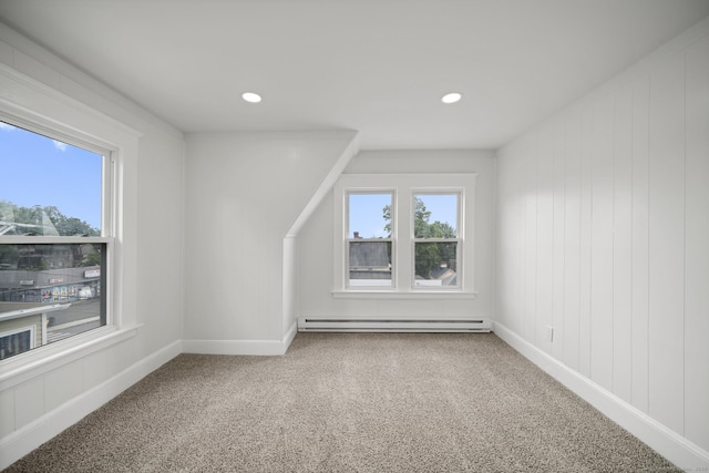 220 Hillside Ave, Waterbury, CT 06710 - bonus room with healthy amount of natural light, carpet, a baseboard heating unit, and recessed lighting