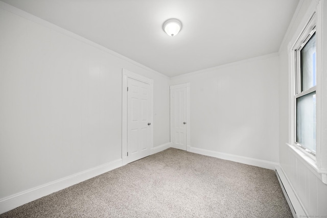 220 Hillside Ave, Waterbury, CT 06710 - unfurnished room featuring carpet flooring, baseboard heating, and crown molding