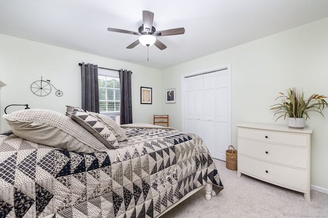 89 Honey Hill Rd, New Hartford, CT 06057 - bedroom featuring a closet, light carpet, and a ceiling fan