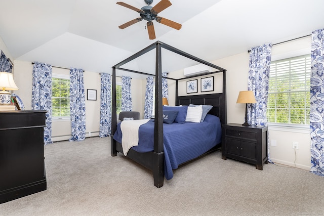 89 Honey Hill Rd, New Hartford, CT 06057 - bedroom with light carpet, lofted ceiling, and ceiling fan