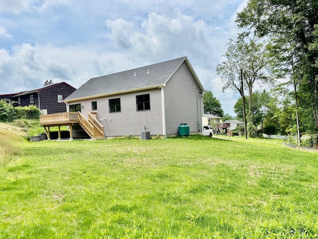 2 Gary Knls, Danbury, CT 06810 - rear view of property with a wooden deck, a yard, and stairway