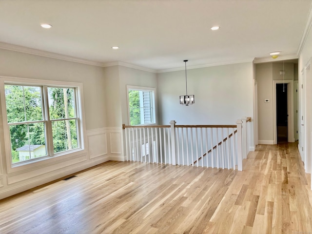 2 Gary Knls, Danbury, CT 06810 - empty room featuring light wood finished floors, a chandelier, recessed lighting, and crown molding