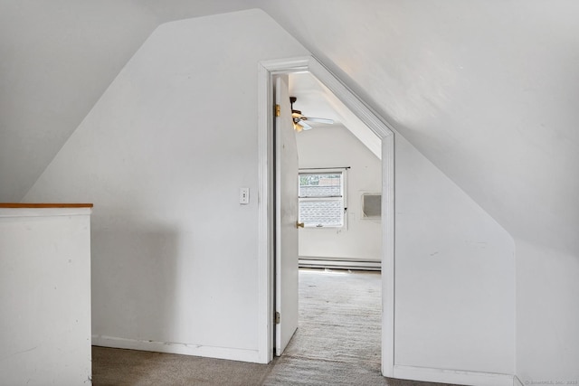 17 Walden Ave, New London, CT 06320 - additional living space featuring baseboard heating, lofted ceiling, and carpet