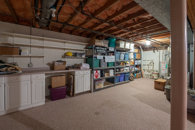 29 S Village Rd Unit 29, Branford, CT 06405 - unfinished basement with carpet floors and gas water heater