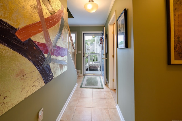 29 S Village Rd Unit 29, Branford, CT 06405 - entryway with crown molding, tile patterned floors, and stairway