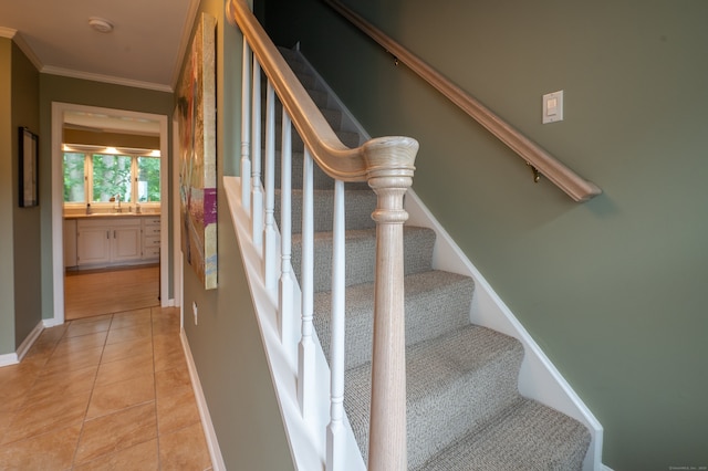29 S Village Rd Unit 29, Branford, CT 06405 - stairs with ornamental molding and tile patterned floors