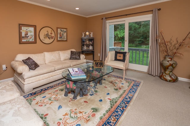 29 S Village Rd Unit 29, Branford, CT 06405 - living area with crown molding, carpet, and recessed lighting