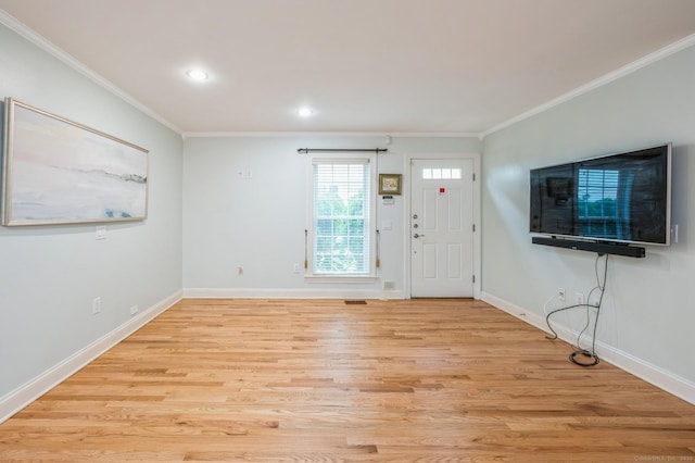 38 Stuart Ave Apt C, Norwalk, CT 06850 - foyer with ornamental molding, light wood-style flooring, and recessed lighting