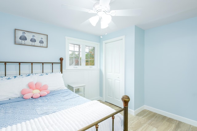 92 Grove Beach Rd S, Westbrook, CT 06498 - bedroom featuring wood finished floors, a ceiling fan, and a closet