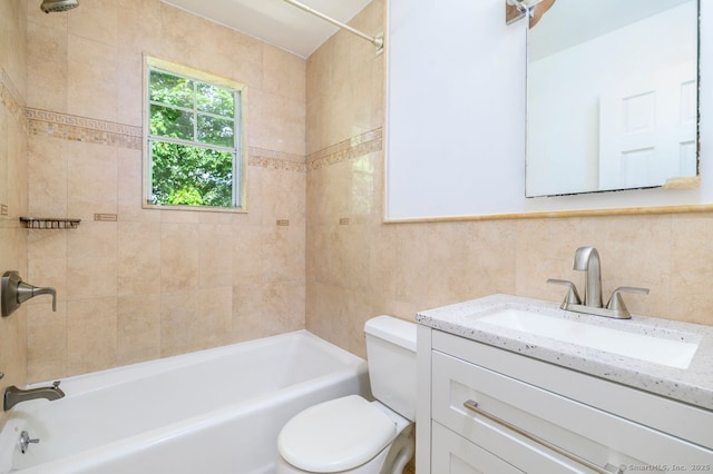1197 Hope St Apt 7, Stamford, CT 06907 - bathroom featuring vanity, tile walls, and bathing tub / shower combination