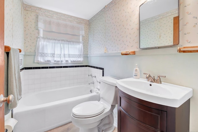 46 W St, Shelton, CT 06484 - bathroom featuring wallpapered walls, a tub to relax in, and vanity