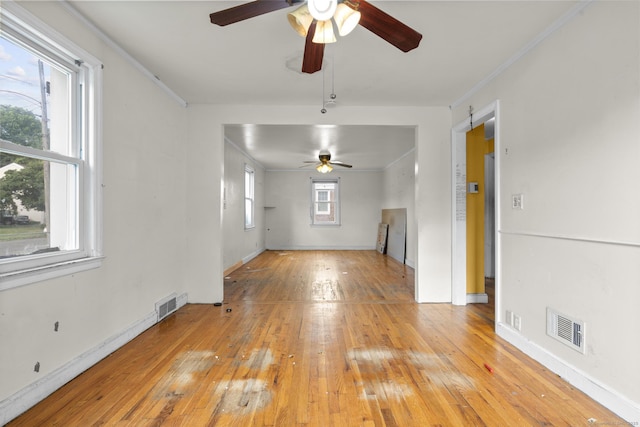 484 Reitter St W, Stratford, CT 06614 - empty room with a ceiling fan, light wood-style flooring, and crown molding