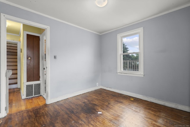 484 Reitter St W, Stratford, CT 06614 - empty room featuring hardwood / wood-style floors, stairway, and ornamental molding